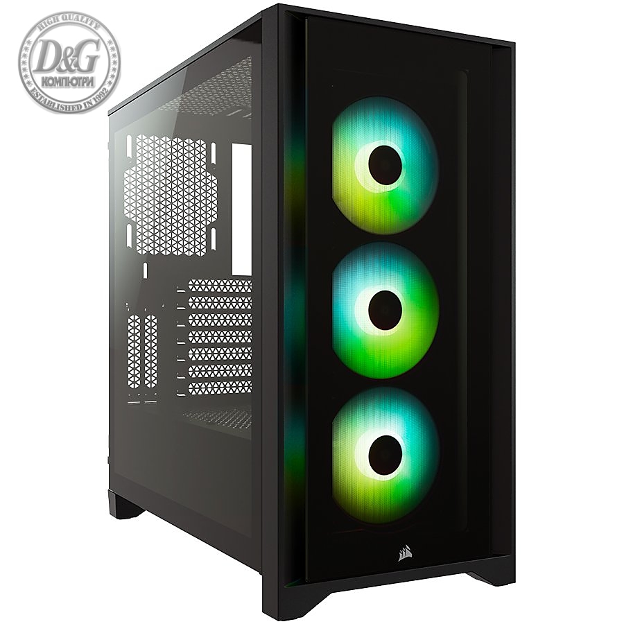 CORSAIR iCUE 4000X RGB Tempered Glass Mid-Tower ATX Case ” Black