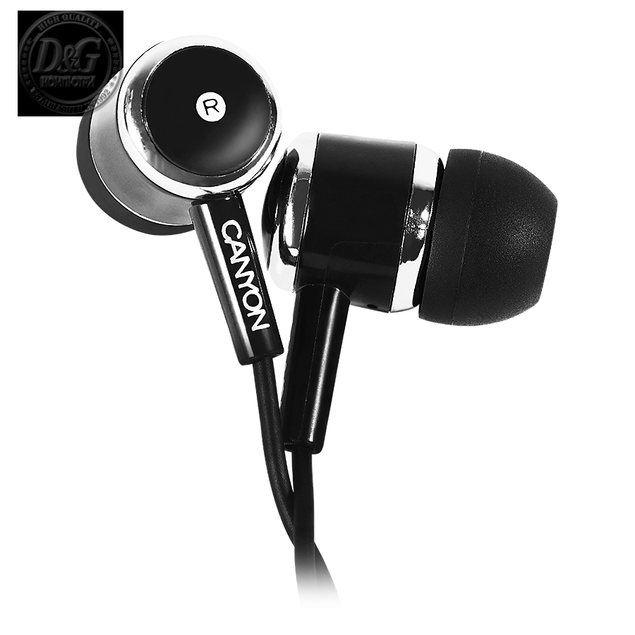 CANYON Stereo earphones with microphone, Black