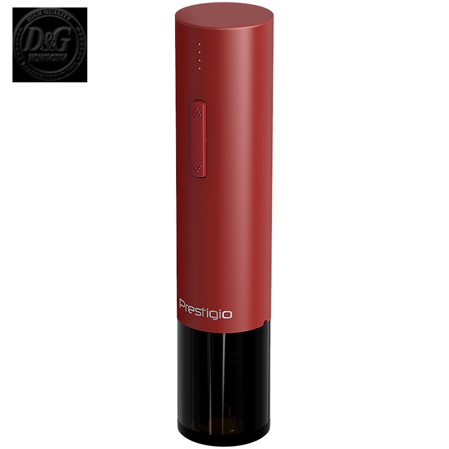 Prestigio Valenze, smart wine opener, simple operation with 2 buttons, aerator, vacuum stopper preserver, foil cutter, opens up to 80 bottles without recharging, 500mAh battery, Dimensions D 48.5*H220mm, red color