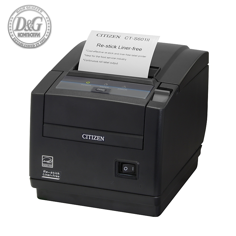 Citizen CT-S601IIR Printer, Restick/Liner-free, No interface, Black