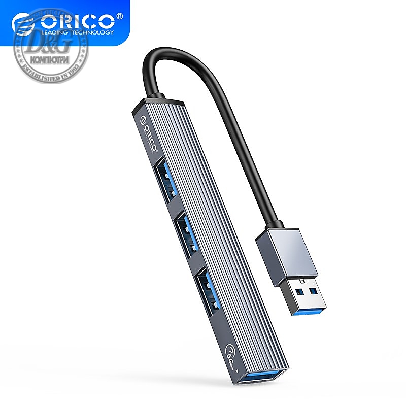 Orico хъб USB3.0/2.0 HUB 4 port, Aluminum - AH-A13-GY