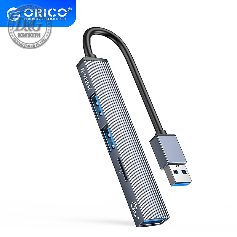 Orico …ъ± USB3.0/2.0 HUB 3 port + card reader, Aluminum - AH-A12F-GY