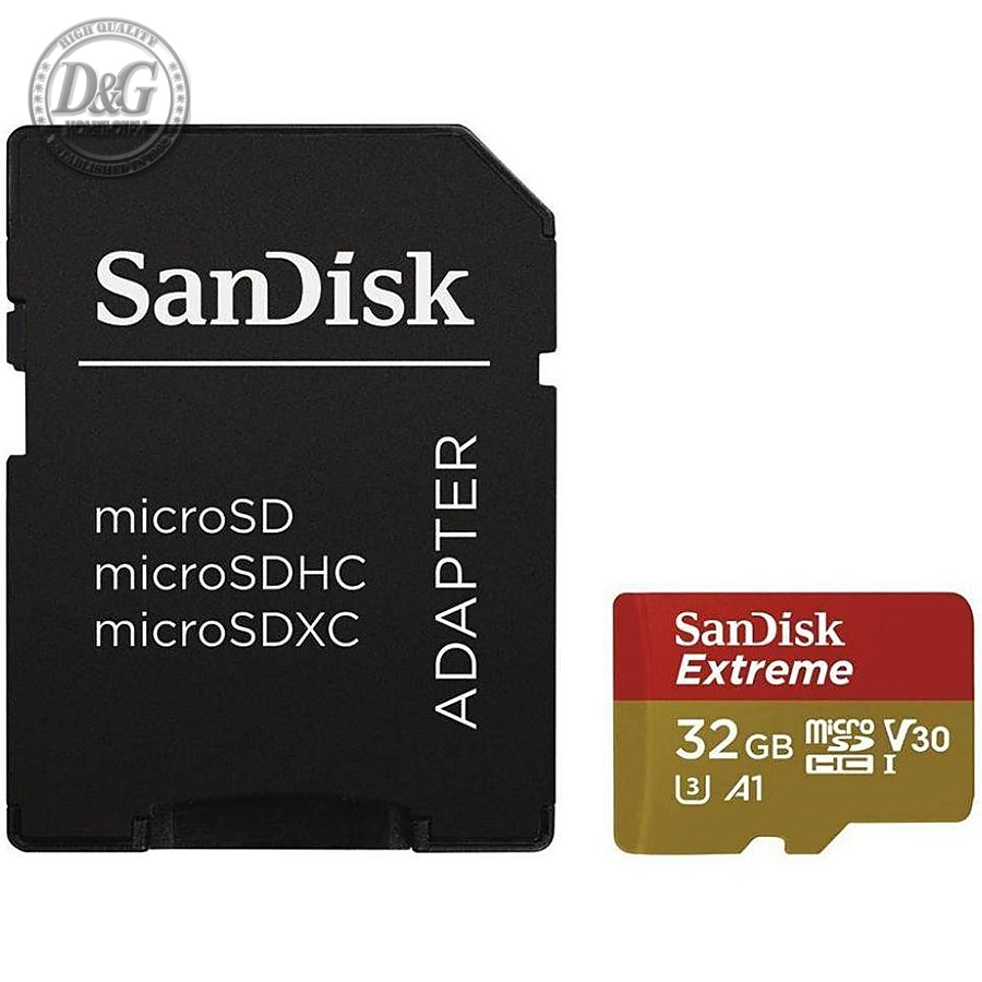 SanDisk Extreme microSDHC 32GB + SD Adapter + Rescue Pro Deluxe 100MB/s A1 C10 V30 UHS-I U3; EAN: 619659155827