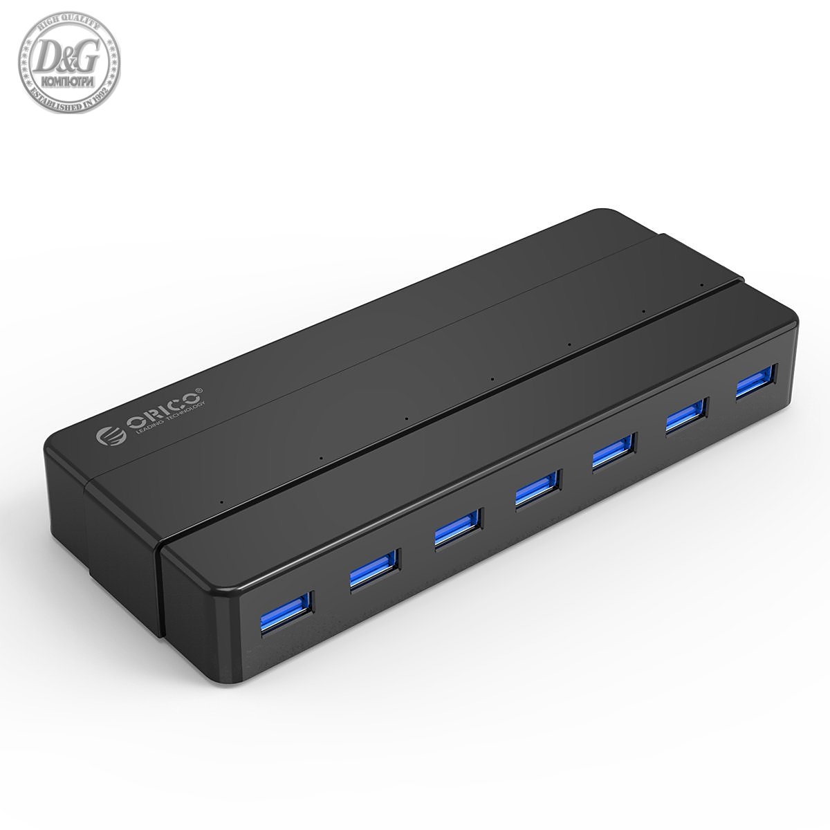 Orico хъб USB3.0 HUB 7 port with Premium Power Adapter, Black - H7928-U3-V1-BK