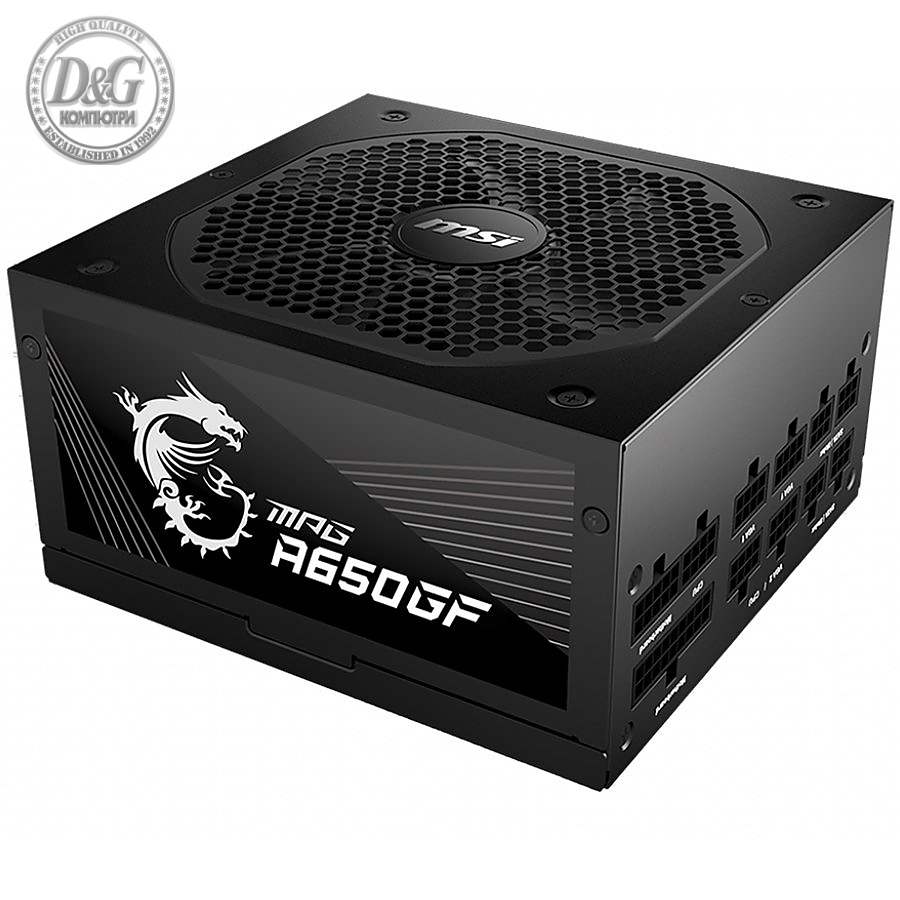 MSI MPG A650GF Power Supply 650W, 80 PLUS Gold, Japanese capacitors, Fully Modular, Flat Black Cables, 140mm fan, EU plug