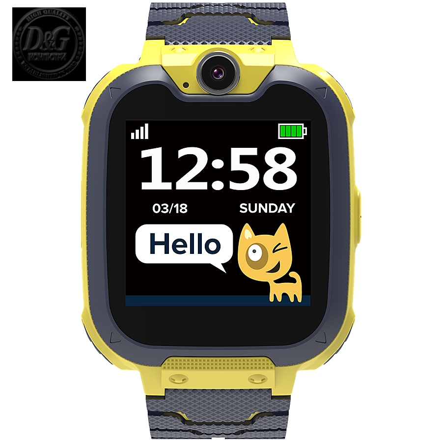 CANYON Kids smartwatch, 1.54 inch colorful screen, Camera 0.3MP, Mirco SIM card, 32+32MB, GSM(850/900/1800/1900MHz), 7 games inside, 380mAh battery, compatibility with iOS and android, Yellow, host: 54*42.6*13.6mm, strap: 230*20mm, 45g