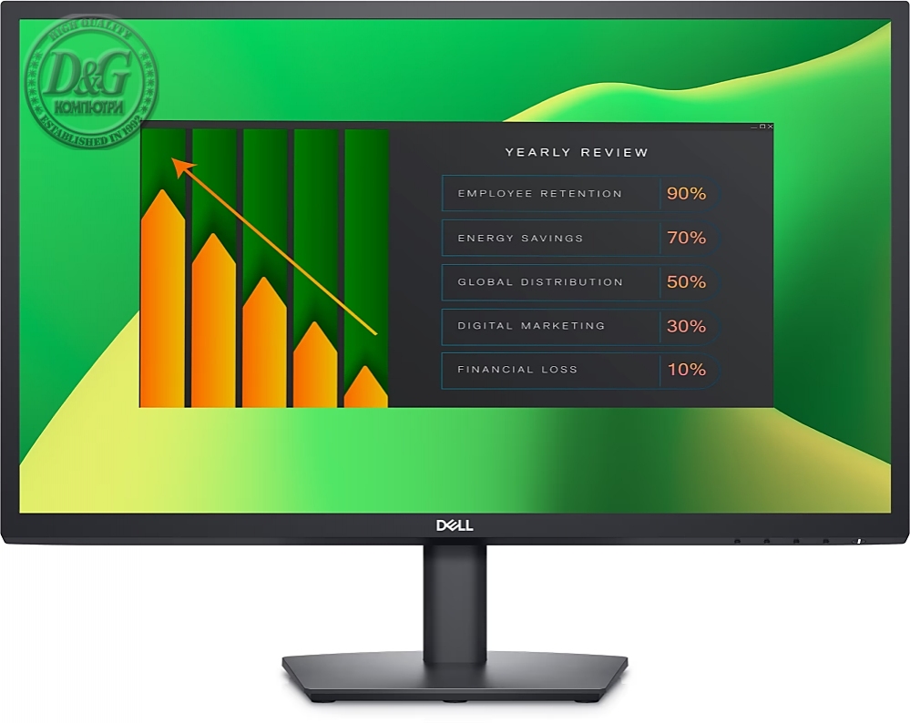 Dell E2423H, 23.8" Wide LED Anti-Glare, VA Panel, 5ms, 1000:1, 250 cd/m2, 1920X1080 Full HD, ComfortView, VGA, Display Port, Tilt, Black