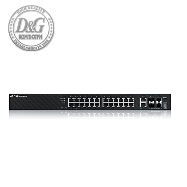 ZyXEL XGS2220-30, L3 Access Switch, 24x1G RJ45 2x10mG RJ45, 4x10G SFP+ Uplink, incl. 1 yr NebulaFlex Pro