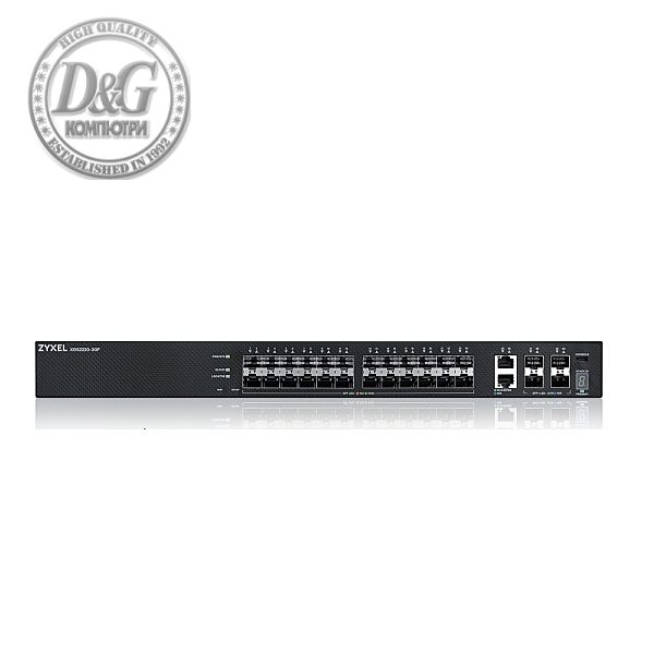 ZyXEL XGS2220-30F, L3 Access Switch, 24x1G SFP, 2x10mG RJ45, 4x10G SFP+ Uplink, incl. 1 yr NebulaFlex Pro