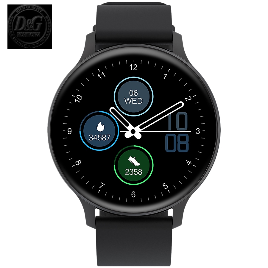 Smartwatch, Realtek 8762CK, 1.28"TFT 240x240px; RAM : 160KB,  Lithium-ion polymer battery, 3.7V 190mAh Include, Black Zinc alloy middle frame + plastic bottom case+ black Silicone strap + black strap buckle, 44.9x 10.9mm, strap: 20x220mm, 50.64g