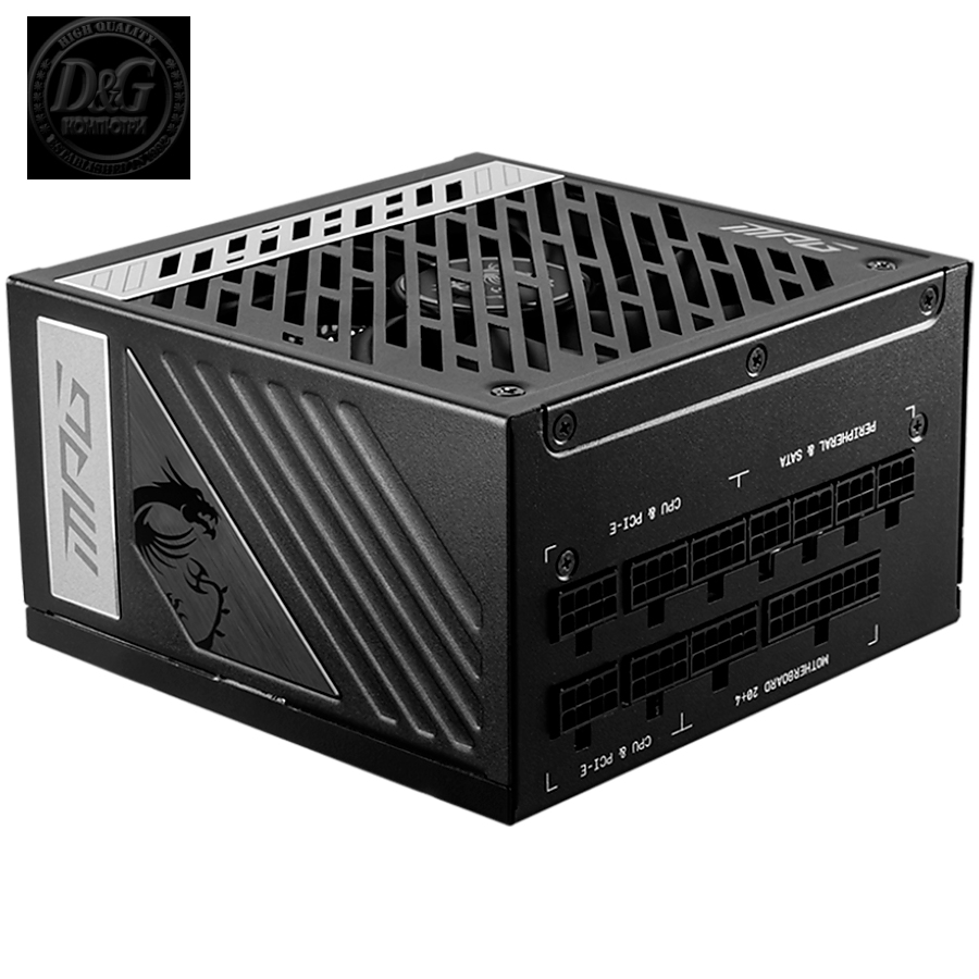 MSI MPG A1000G, 1000W, 80 Plus Gold, ATX Form Factor, 100~240 Vac Input Voltage, 50Hz ~ 60Hz Input Frequency, 135 mm Fan, 150 x 150 x 86mm, Active PFC, OCP, OVP, OPP, OTP, SCP, UVP, ATX, 2xEPS, 7XPCi-E, 12xSATA, 4xMOLEX, 1xFDD