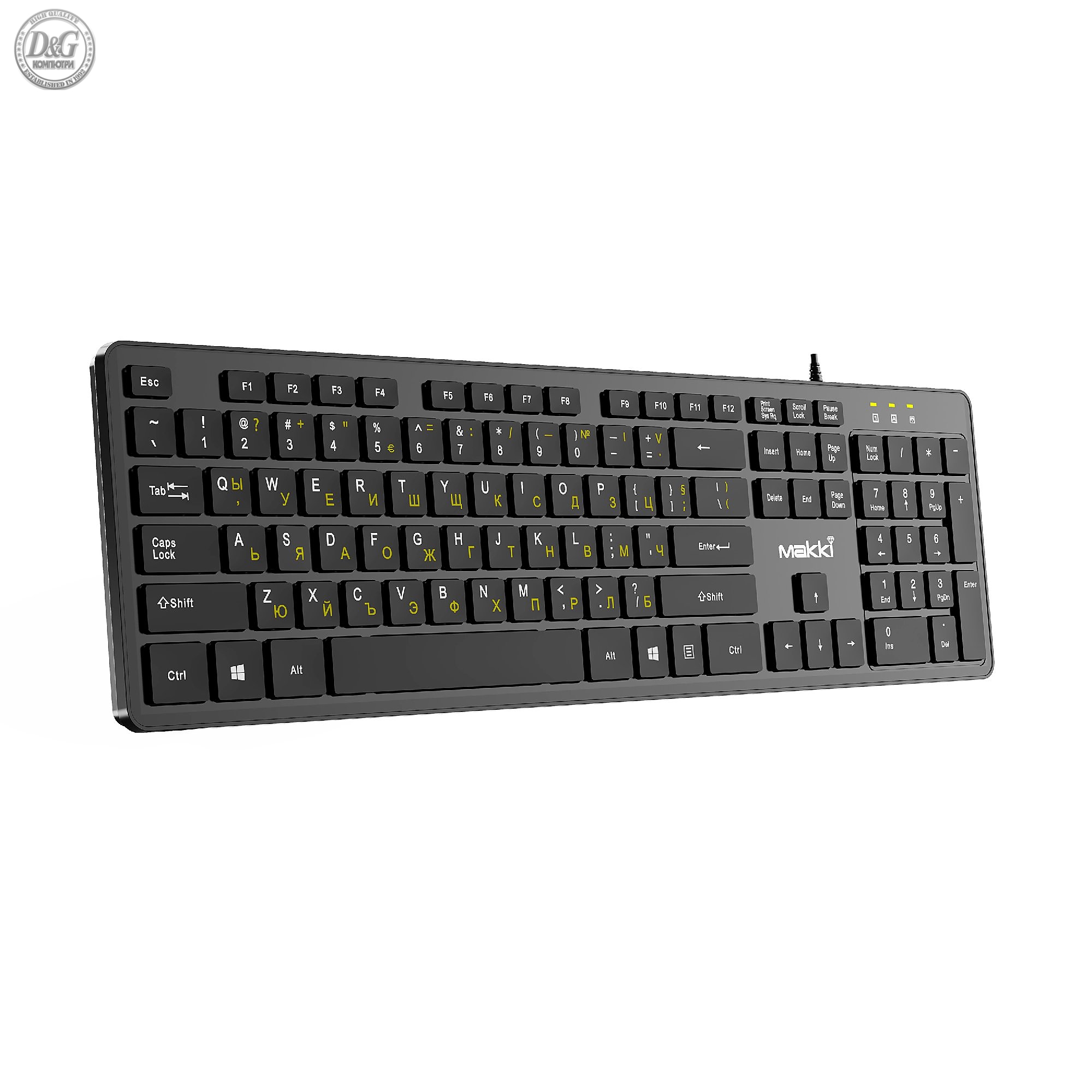 Makki нископрофилна кирилизирана клавиатура Keyboard USB BG - Low profile Chocolate - KB-C14 Black