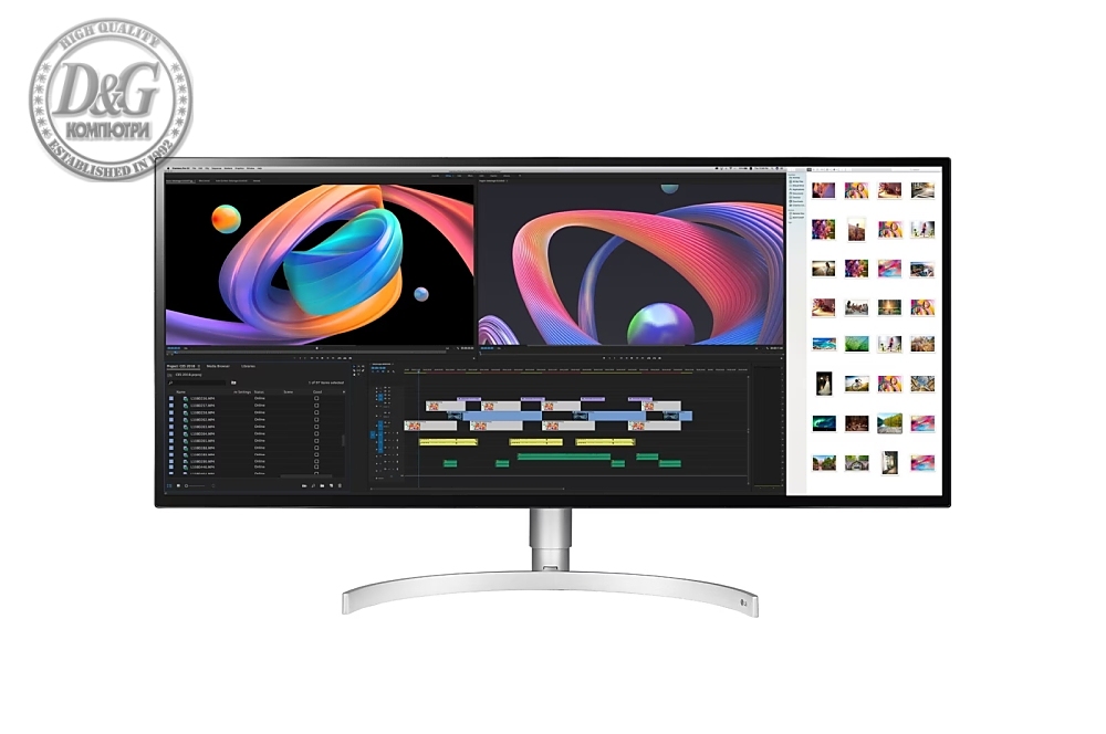 LG 34WK95UP-W, 34" 21:9 UltraWide 5K2K Nano IPS, 5ms, 450 cd/m2, 1200:1, Mega DFC,  5120x2160, DCI-P3 98% (CIE1976), DisplayHDR 600, FreeSync, USB 3.0, Thunderbolt 3, USB Type-C, HDMI, DisplayPort, 2x5W, PBP, Tilt, Height, Tiltan