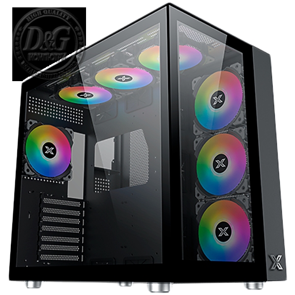 Aquarius Pro EN49417 Black, ATX/M-ATX/Mini ITX, USB3.0x2+USB2.0x2+Type C, Front & Left TG, 7PCS X24A & Galaxy II Fan Control Kit