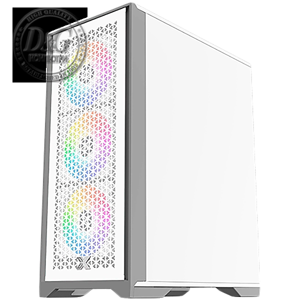 LUX S Arctic EN48298 White, ATX/M-ATX/Mini ITX, U3x1+U2x2, Metal Vents FP & Left TG, 4PCS X24A Arctic Fan & Galaxy II Arctic Fan Control Kit