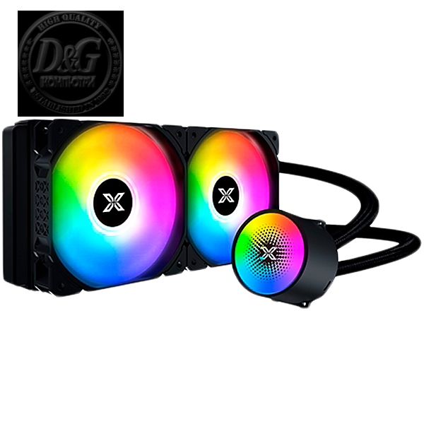 Liquid Killer X 240 EN47697, AIO Liquid Cooler, New X logo ARGB Pump Head, 2x120mm ARGB Fan, Plastic Steel Backpanel