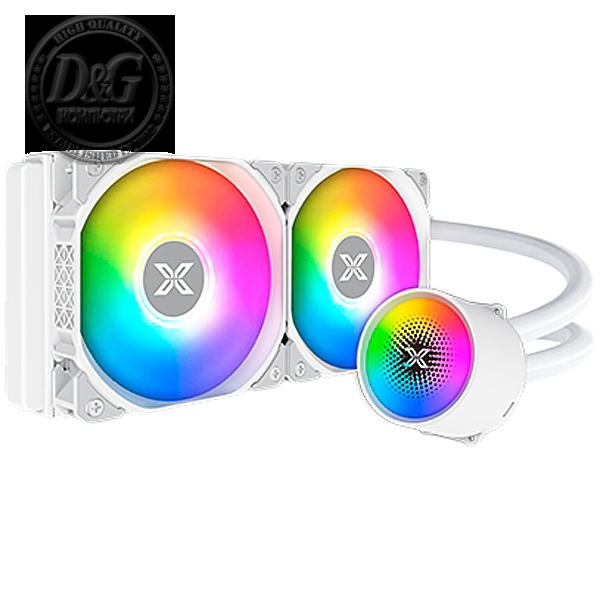 Liquid Killer X Arctic 240 EN47963, AIO Liquid Cooler, New X logo ARGB Pump Head, 2x120mm ARGB Fan, Plastic Steel Backpanel