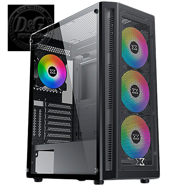 Master X EN46331 ATX/M-ATX/Mini-ITX, USB3.0x1+USB2.0x2, Meshed Grill FP & Left TG, 4PCS X20A Fan & LED Button Switch ARGB Fan Control PCB