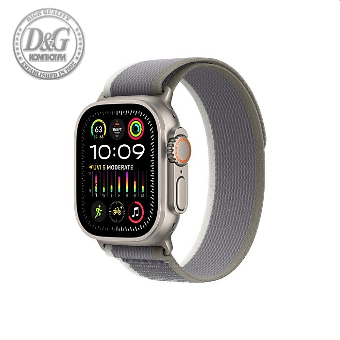 Apple Watch Ultra 2 GPS + Cellular, 49mm Titanium Case with Green/Grey Trail Loop - M/L