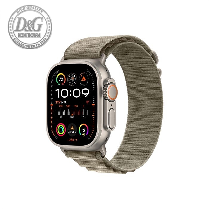 Apple Watch Ultra 2 GPS + Cellular, 49mm Titanium Case with Olive Alpine Loop - Small