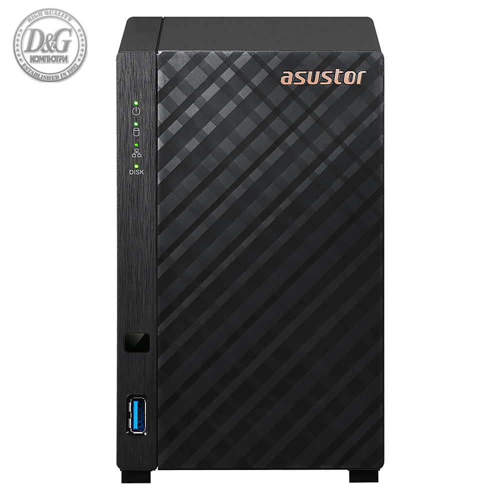 Asustor AS1102TL, 2 bay NAS, Realtek RTD1619B, Quad Core, 1.7 GHz, 1GB DDR4 (not expandable), 1GbE x1, USB 2.0 x1, USB3.2 Gen1 x1, WOW (Wake on WAN), System Sleep Mode