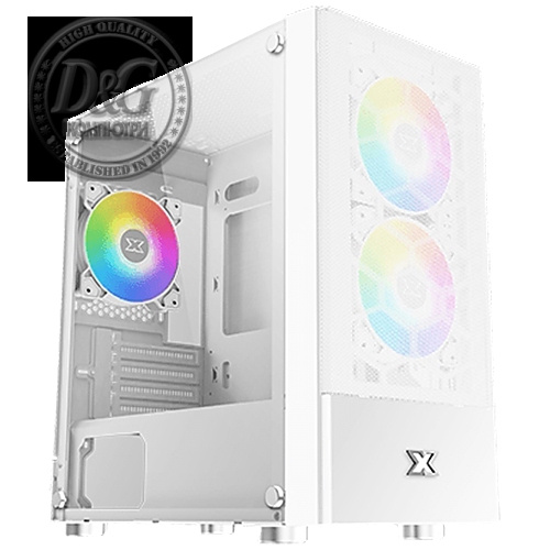 Xigmatek Oreo Arctic White EN47772, M-ATX, USB3.0x1+USB2.0x2, Meshed Grill FP, Left TG, 3PCS X24F Arctic Fixed RGB Fan
