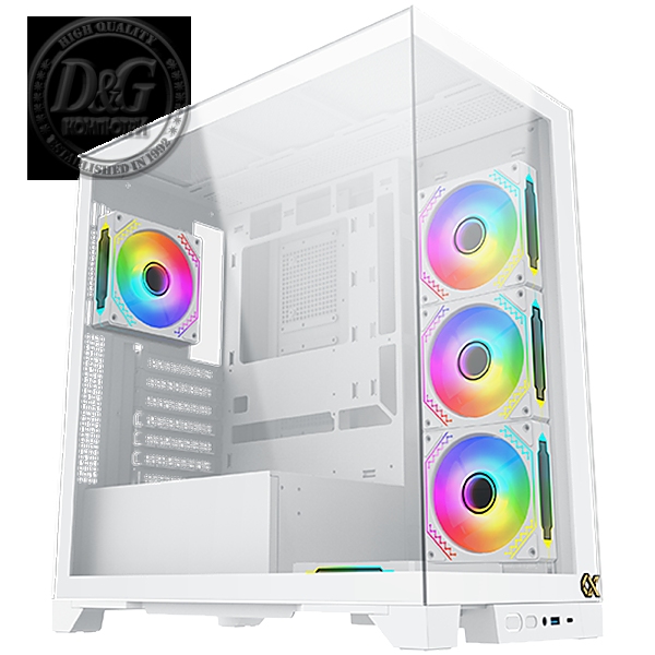 Xigmatek Endorphin Ultra Arctic EN41334 White, E-ATX/ATX/M-ATX/MINI ITX, USB-C X 1, HD AUDIO, Front & Left Seamless TG, 5PCS M20A Arctic & Galaxy II Fan Control Kit