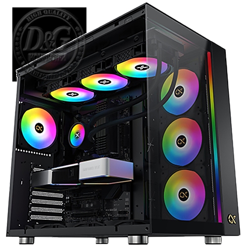 Xigmatek AQUA Ultra Air EN41907, Black, E-ATX/ATX/M-ATX/MINI ITX, USB 3.0 X 2, USB 2.0 X 2, USB-C X 1, HD AUDIO, Mesh Top, Front & Left TG, ARGB Strip, 7PCS Z20A&Galaxy II Fan Control Kit