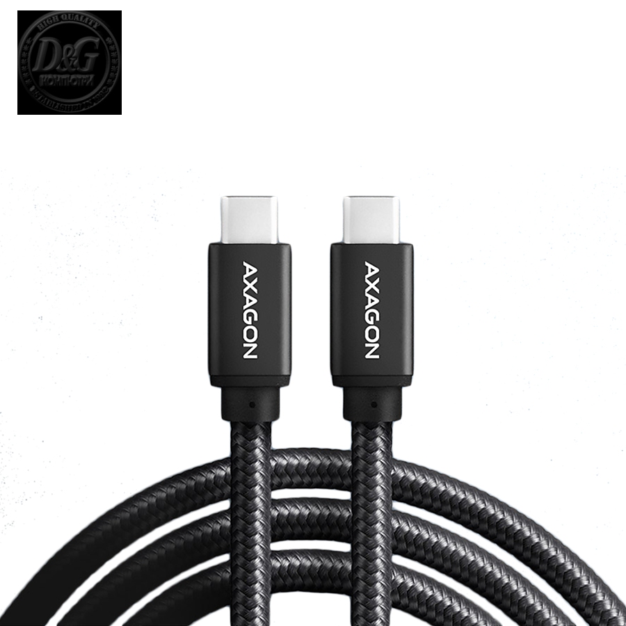 Axagon Data and charging USB 3.2 Gen1 cable lengh 3 m. PD 60W, 3A. Black braided.