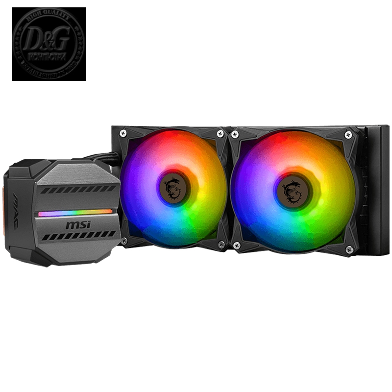 MSI MAG CORELIQUID M240 Liquid Cooler, 2x 120mm ARGB PWM Fans, ARGB Block, Intel LGA 115x/1200/1700/1366/2011/2011-3/2066, AMD AM5/AM4, 3Y Warranty