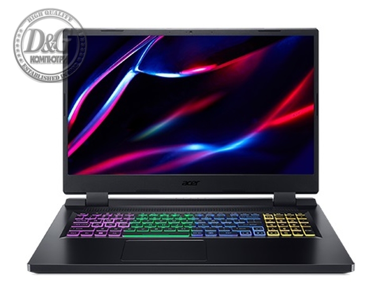 Acer Nitro 5, AN517-55-78PR, Intel Core i7-12650H(up to 4.70GHz, 24MB), 17.3" FHD (1920x1080) IPS, 144Hz, 16GB DDR5, 1024GB PCIe SSD, RTX 4060 8GB GDDR6, Wi-Fi 6ax, BT 5.1, HD Mic&Cam, RGB Backlit KB, No OS, Black