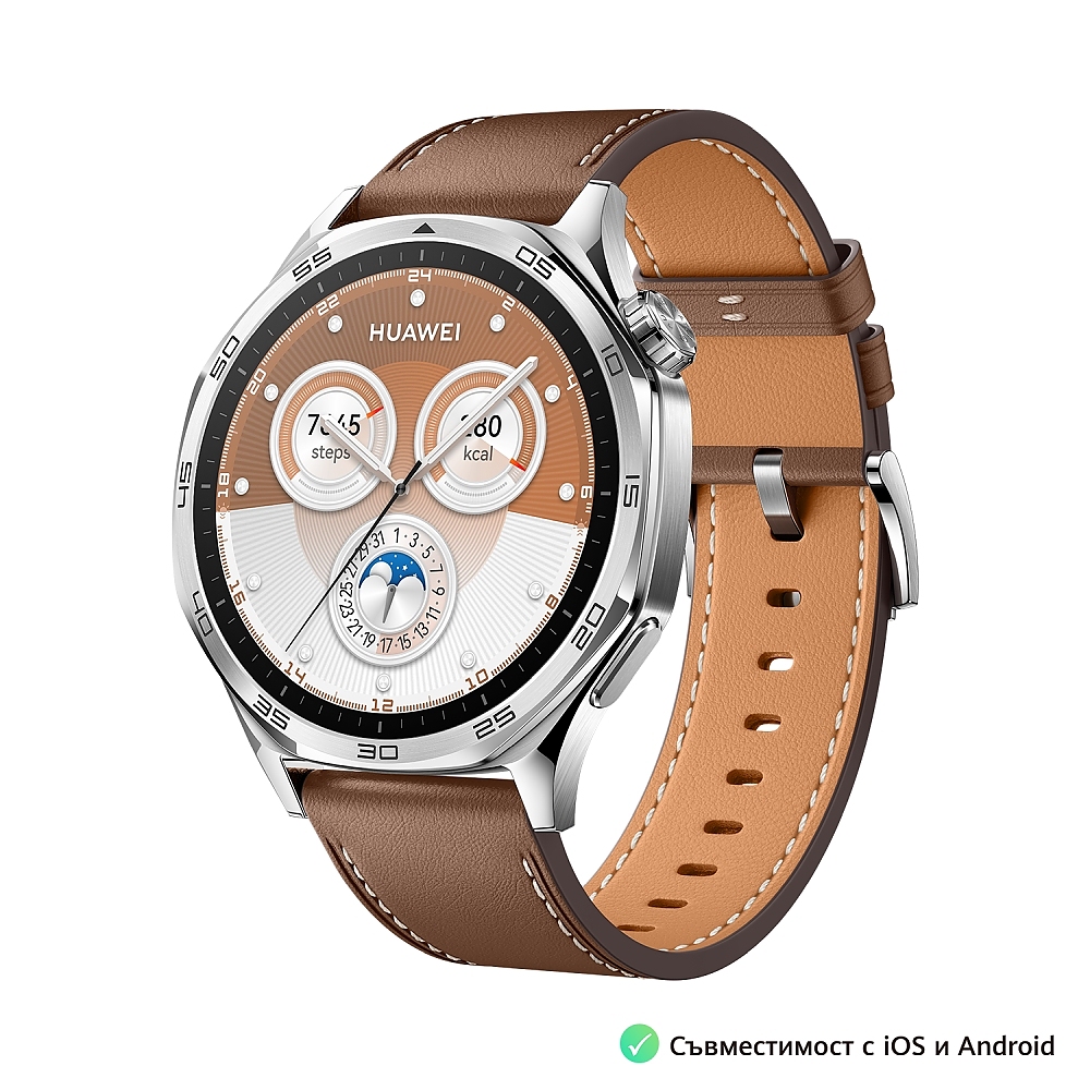 Huawei Watch GT5 Vili-B19L, 1.43", Amoled 466x466 PPI 326, BT5.2 BLE/BR/EDR, 5ATM, 524mAh, Screenshot sharing, support message input, message notifications, Battery life up to 14 days, Compatible with iOS and Android devices, Brown Leather