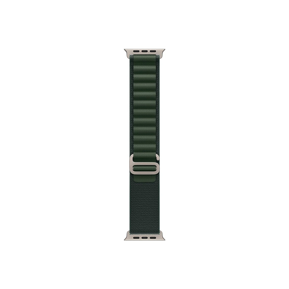 Apple Watch 49mm Loop: Dark Green Alpine Loop - Large - Natural Titanium Finish