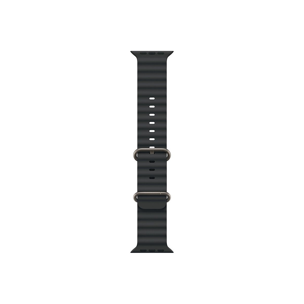 Apple Watch 49mm Band: Black Ocean Band - Natural Titanium Finish