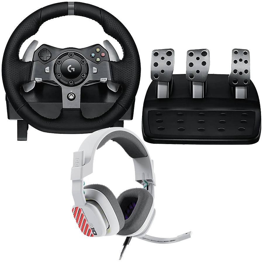 LOGITECH G920 Driving Force Racing Wheel + Astro A10 - WHITE
