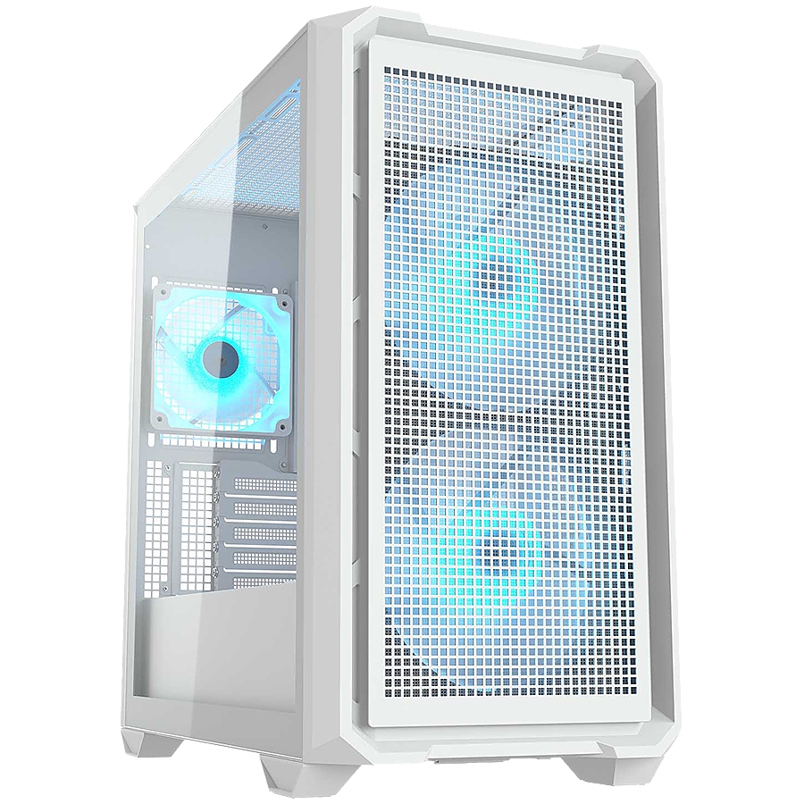COUGAR | MX600 Mini RGB White | PC Case | Mini Tower / Mesh Front Panel / 2 x 160mm + 1 x 120mm Fans / Transparent Left Panel
