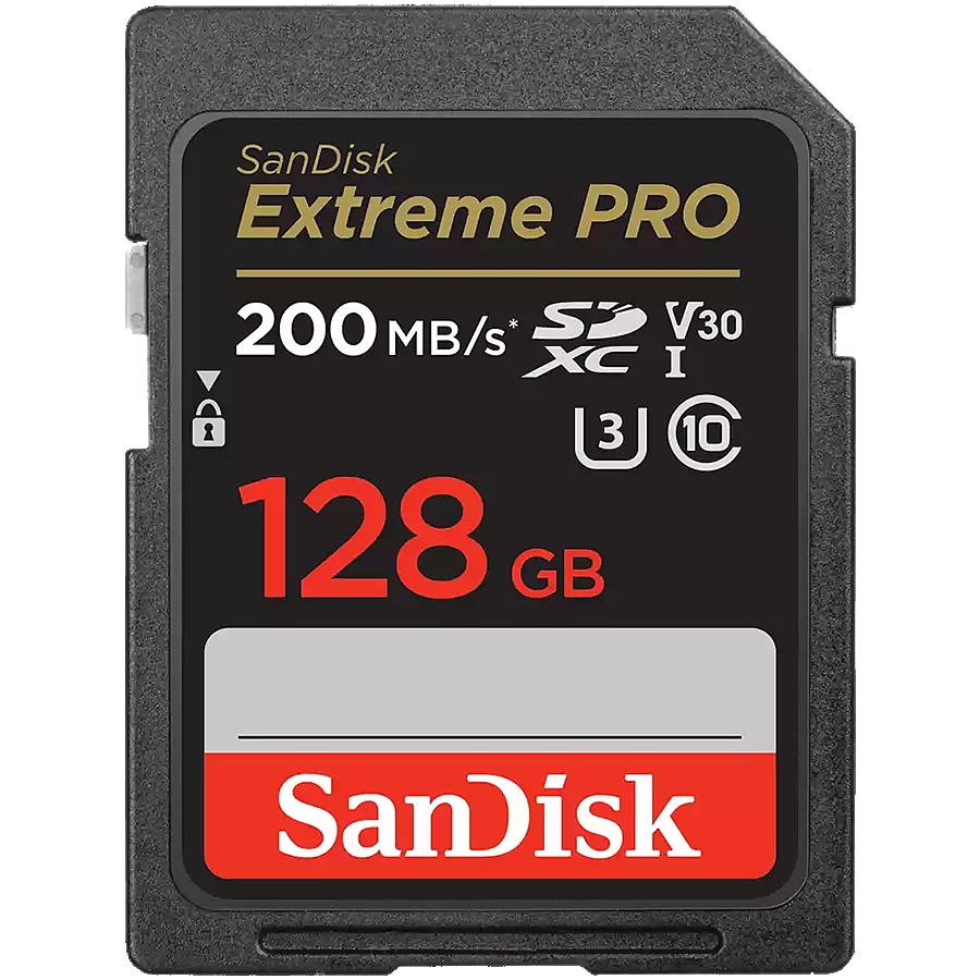 SanDisk Extreme PRO 128GB SDXC Memory Card + 2 years RescuePRO Deluxe up to 200MB/s & 140MB/s Read/Write speeds, UHS-I, Class 10, U3, V30