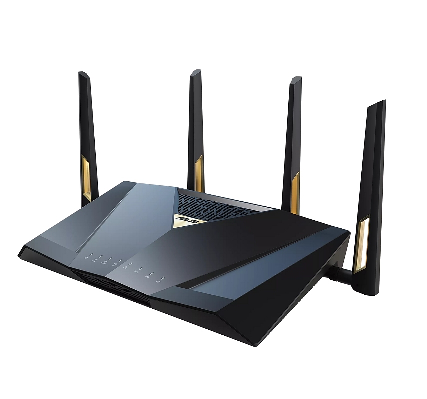Asus Gaming Wireless Router, RT-BE88U, BE7200, Dual-Band, Quad-Core 2.6GHz CPU, 256MB/2GB Flash/RAM, 4K-QAM, MLO, 10G dual-port, SFP+, 2.5G quad-port, AiProtection Pro, Adaptive QoS, VPN Fusion, Instant Guard, IPTV, OFDMA, MU-MIMO, AiMesh, Black