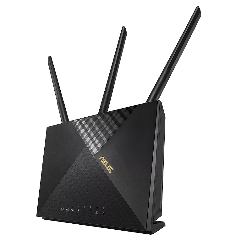 Asus 4G Router, 4G-AX56, AX1800, 4G+ Cat.6, LTE: Downlink 300 Mbps / Uplink 50 Mbps, 128MB/512MB Flash/RAM, Captive portal,  Aiprotection Classic, Traditional QoS, VPN server/client, IPTV, Beamforming,Black