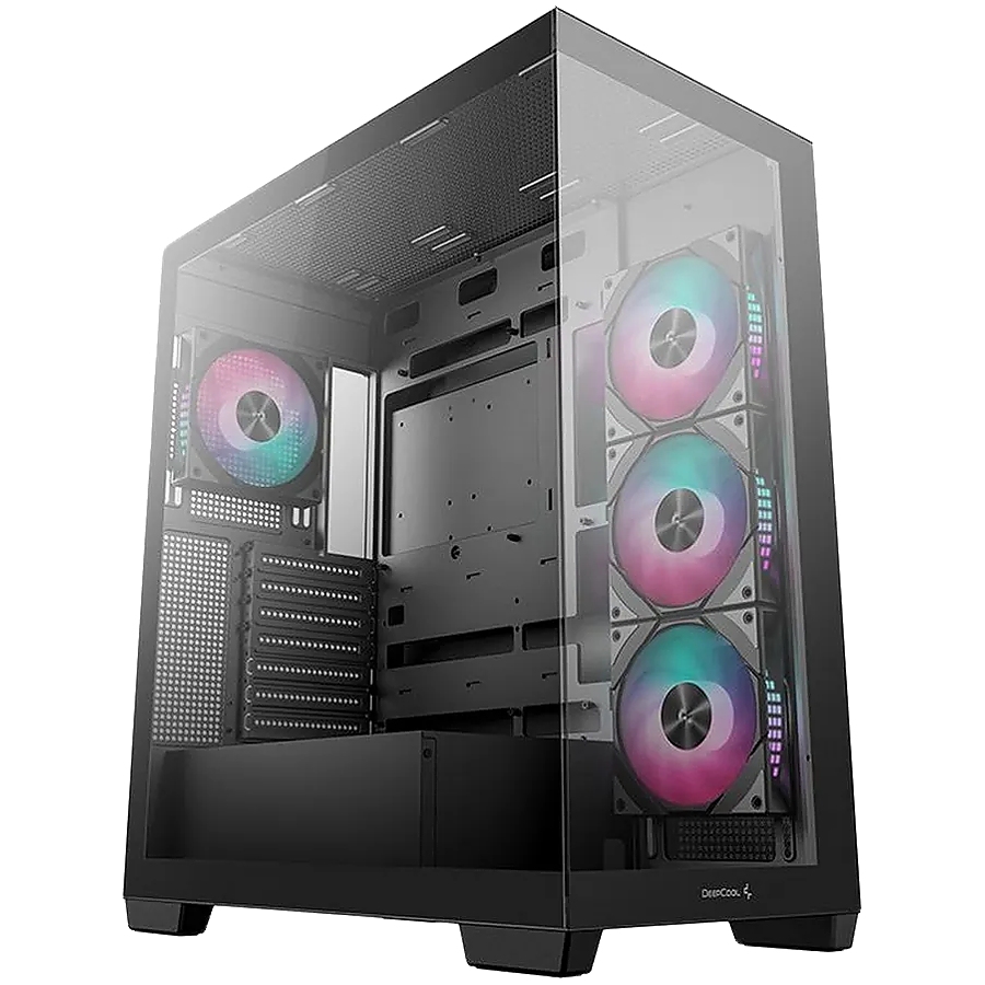 DeepCool CG580 4F, Mid Tower, Mini-ITX/Micro-ATX/ATX, Rear Connector support, 2xUSB3.0, 1x Type-C Gen2, 1xAudio, 3x120mm ARGB Reverse Fans, 1x120mm ARGB Fan, Tempered Glass, Mesh Panel, Black, R-CG580-BKADA4-G-1