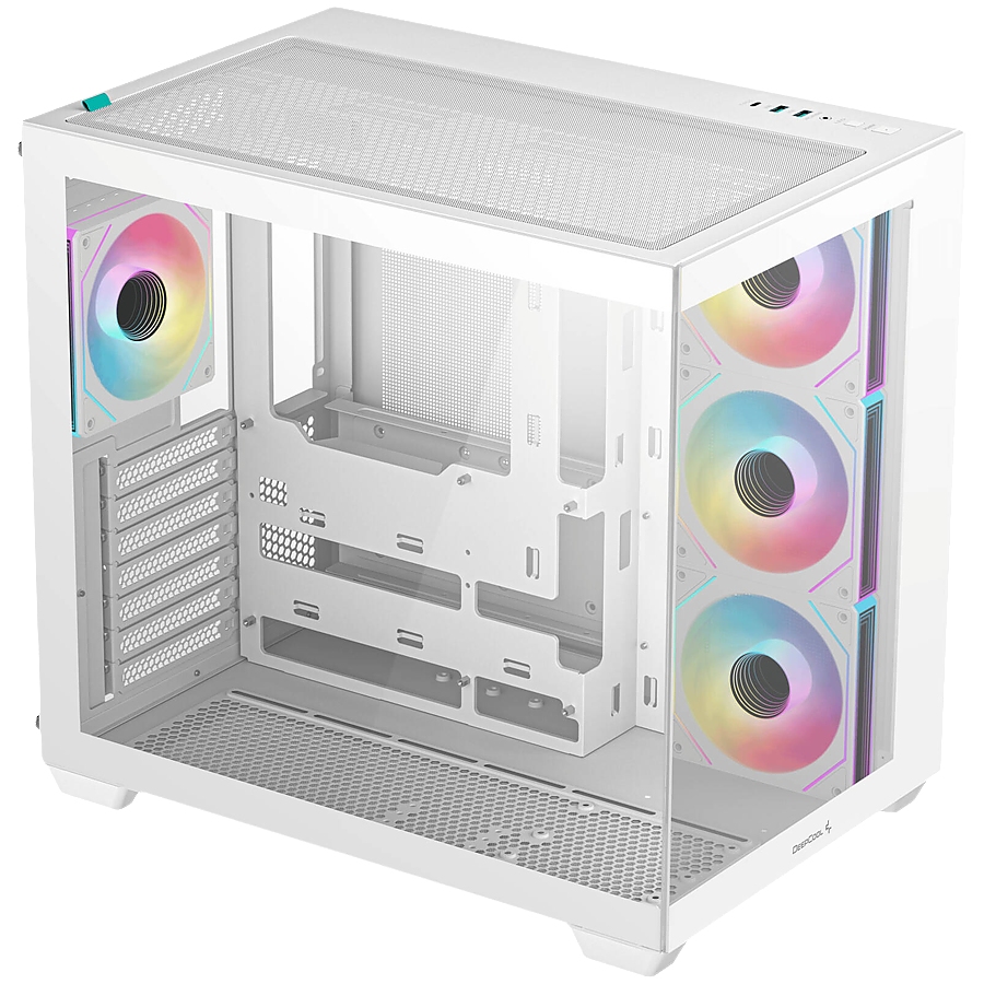 DeepCool CG530 4F WH, Mid Tower, Mini-ITX/Micro-ATX/ATX, Rear Connector support, 2xUSB3.0, 1xType-C Gen 2, 1xAudio, 3x120mm ARGB Reverse Fan, 1x120mm ARGB Fan, Tempered Glass, Mesh Panel, White, R-CG530-WHADA4-G-1