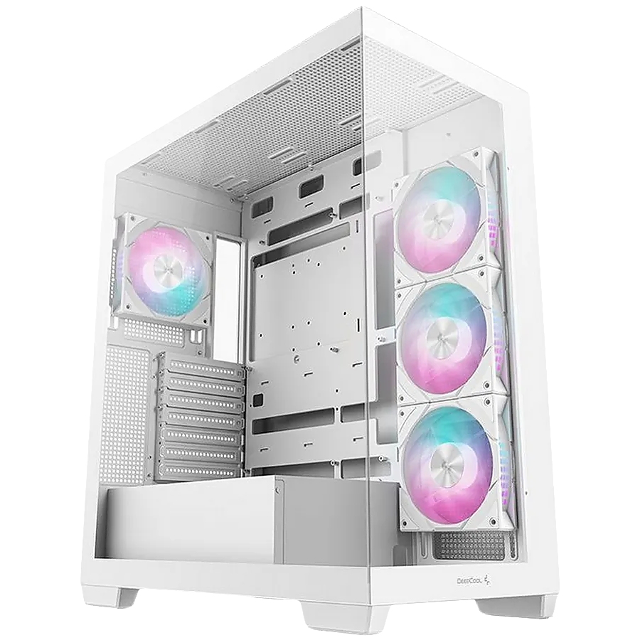 DeepCool CG580 4F WH, Mid Tower, Mini-ITX/Micro-ATX/ATX, Rear Connector support, 2xUSB3.0, 1x Type-C Gen2, 1xAudio, 3x120mm ARGB Reverse Fans, 1x120mm ARGB Fan, Tempered Glass, Mesh Panel, White, R-CG580-WHADA4-G-1