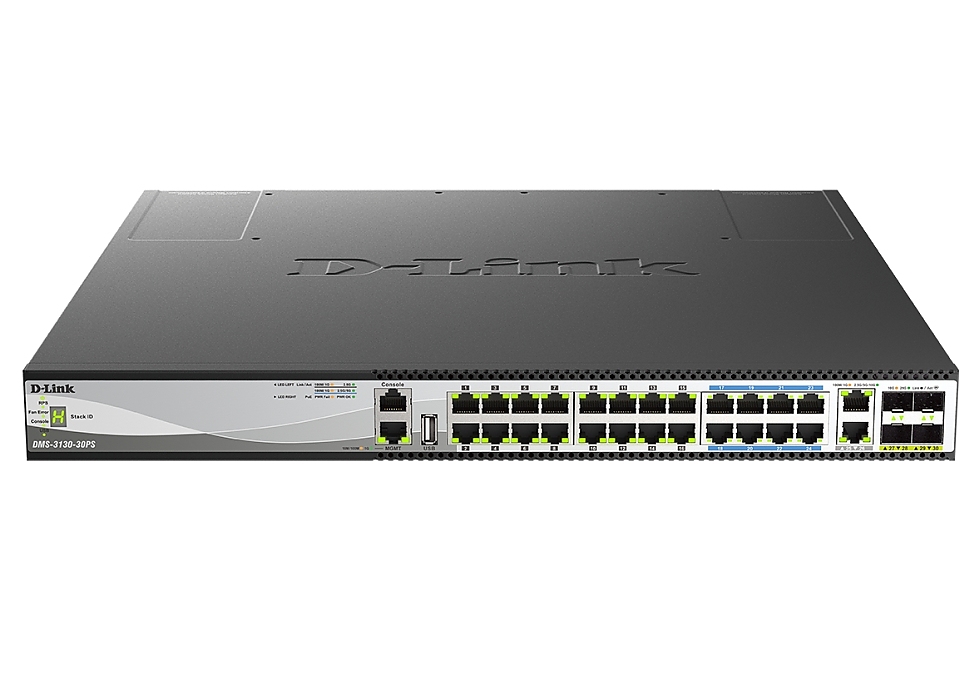 D-Link 30-Port Layer 3 Stackable Multi-Gigabit Managed PoE Switch