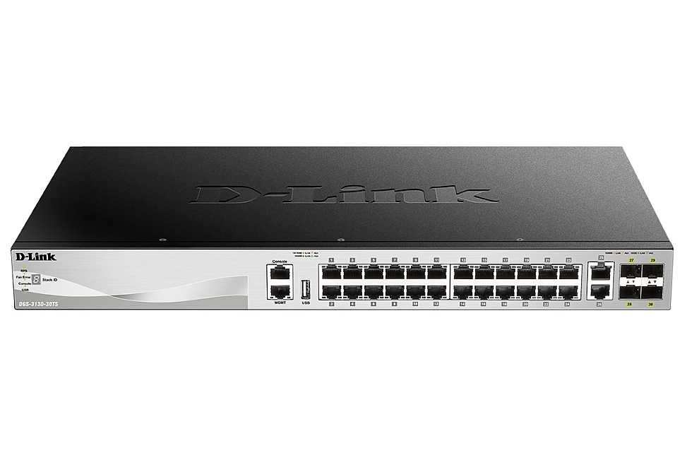 D-Link 24x10/100/1000BASE-T ports Layer 3 Stackable Managed Gigabit Switch with 2x10GBASE-T ports and 4xSFP+ ports