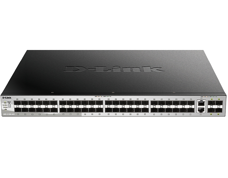 D-Link 48 SFP ports Layer 3 Stackable Managed Gigabit Switch with 2x10GBASE-T ports and 4xSFP+ ports