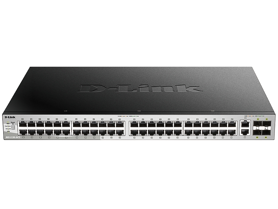 D-Link 48x10/100/1000BASE-T ports Layer 3 Stackable Managed Gigabit Switch with 2x10GBASE-T ports and 4xSFP+ ports