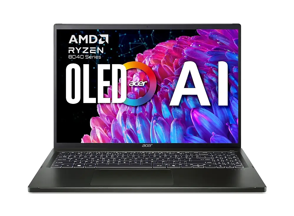Acer Swift Edge SFE16-44-R72Z, AMD Ryzen 7 8840U with AI(up to 5.1GHz, 16MB), 16" 3.2K OLED 120Hz, WQXGA+(3200x2000), 32GB LPDDR5, 1024GB PCIe NVMe, AMD Radeon, MicroSD, QHDcam+mic, FPR, WiFi 6E, BT, KB Backlit, Win 11 Home, Black+Acer 7in1 Type C dongle