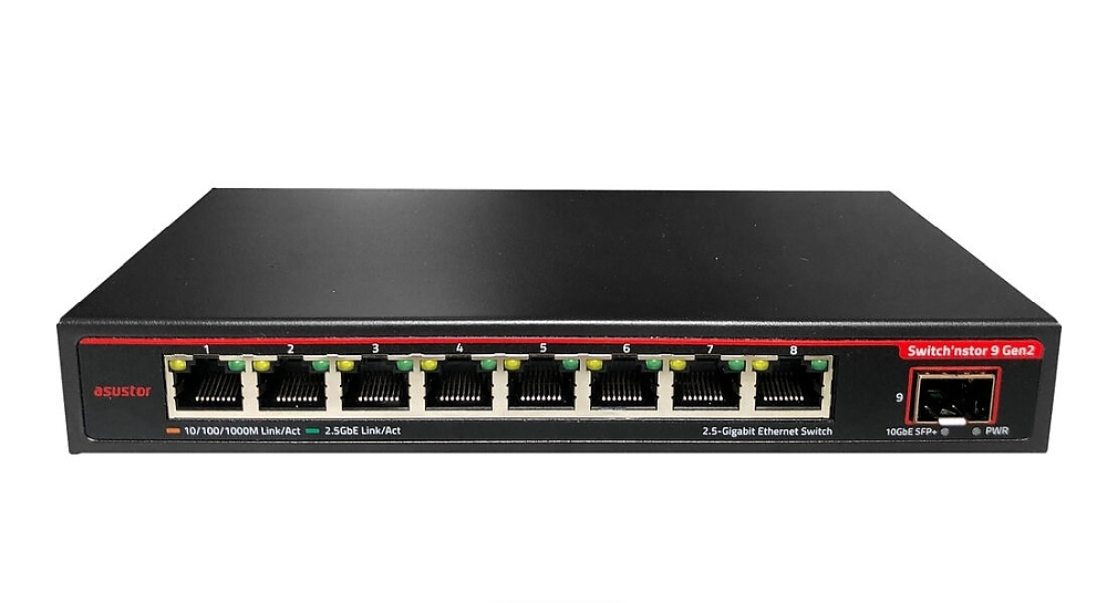Asustor ASW209X, Switch'nstor 9 Gen2, 9-port 1x 10GbE (10G/2.5G/1G, SFP+), 8x 2.5GbE (2.5G/1G/100M, RJ45), Black