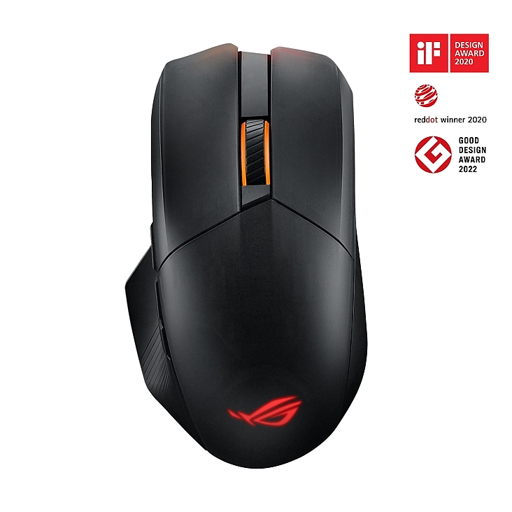 Asus ROG Chakram X Origin Gaming Mouse, Tri-mode connectivity (2.4GHz RF, Bluetooth, Wired), 36000 DPI sensor, 11 programmable buttons, Detachable joystick, Paracord cable, Black