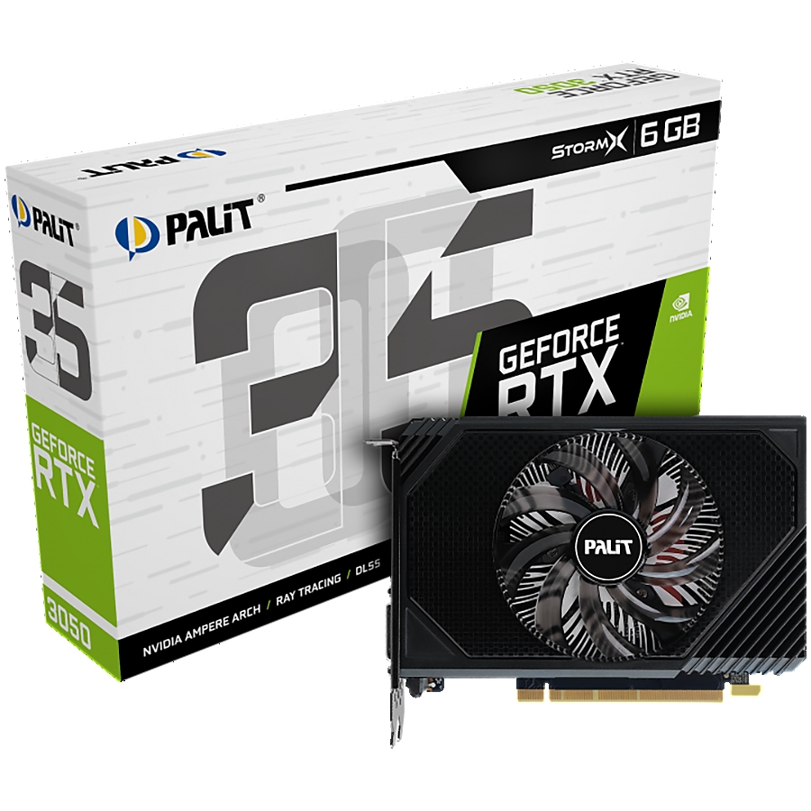Palit GeForce RTX 3050 StormX 6GB GDDR6, 96 bit, 1x DP 1.4a, 1x HDMI 2.1, 1x DVI, Single fan, recomended PSU 300W, NE63050018JE-1070F.